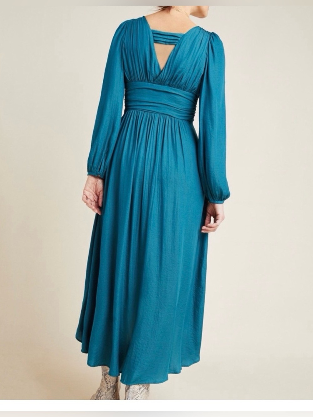Anthropologie NWT Boho Chic Gwendolyn V-Neck Long Sleeve High-low Maxi Dress - Picture 3 of 16